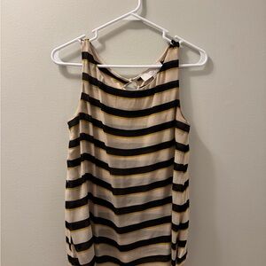 LOFT Striped Sleeveless Tank Top in Cream, Black & Mustard